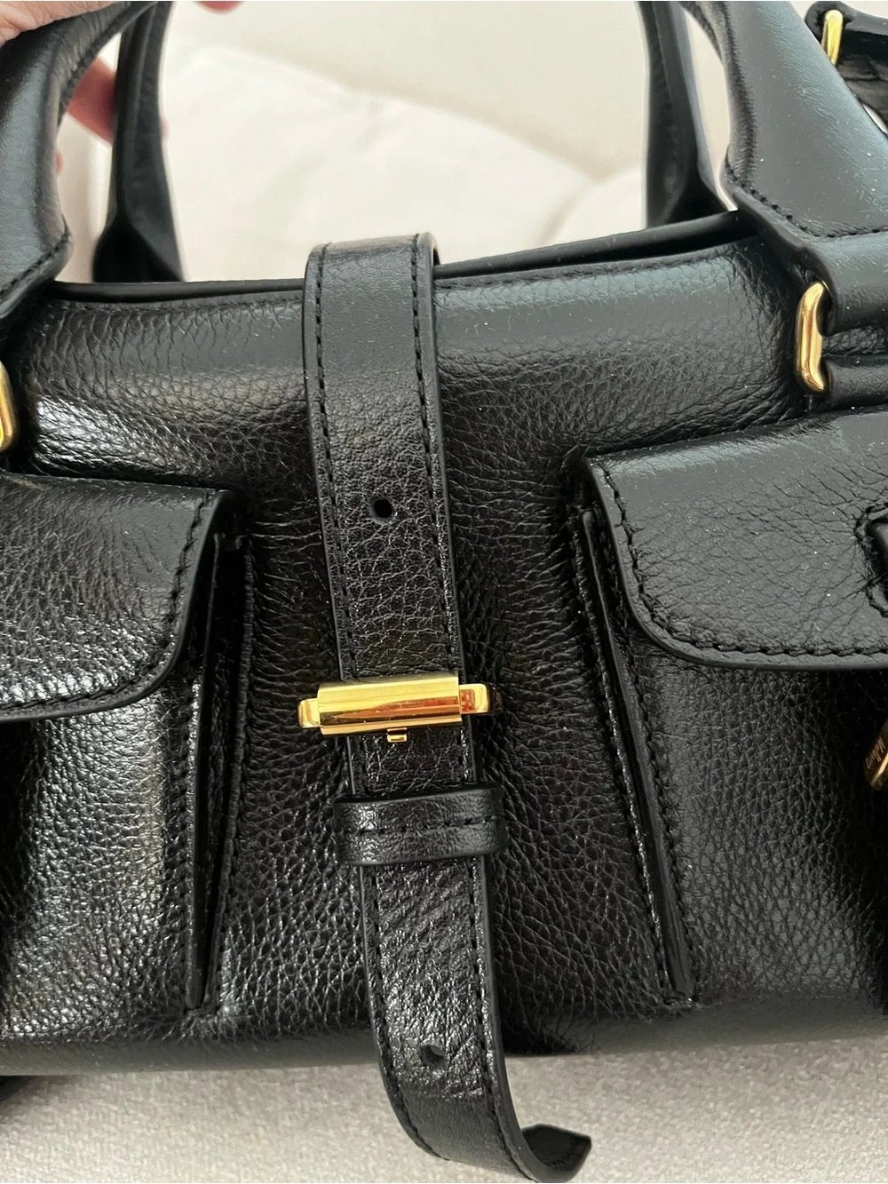 Mulberry New Small Roxanne Classic Black Sleek Leather Satchel Handbag - Picture 5 of 8